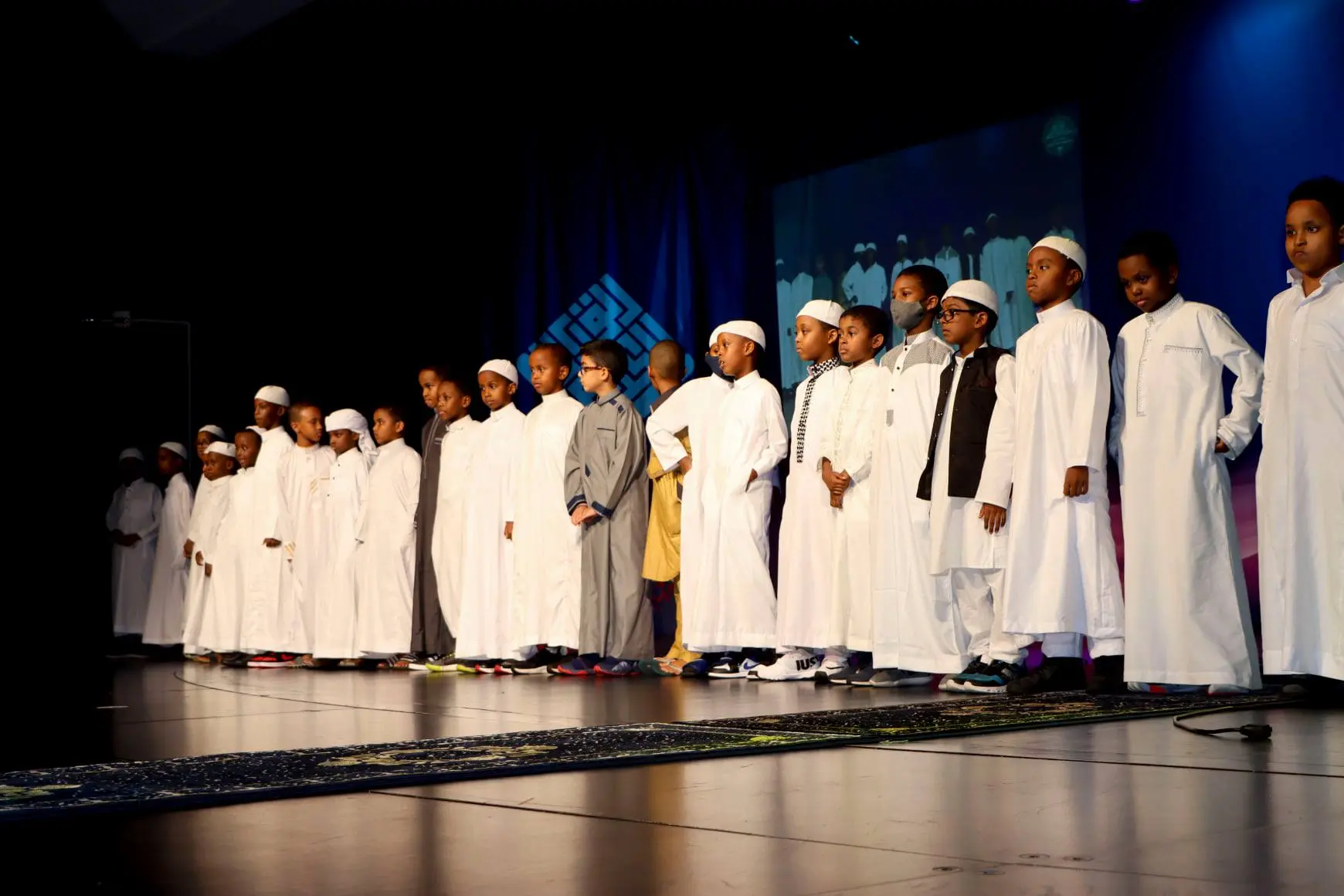 Boys lined up during award ceremony